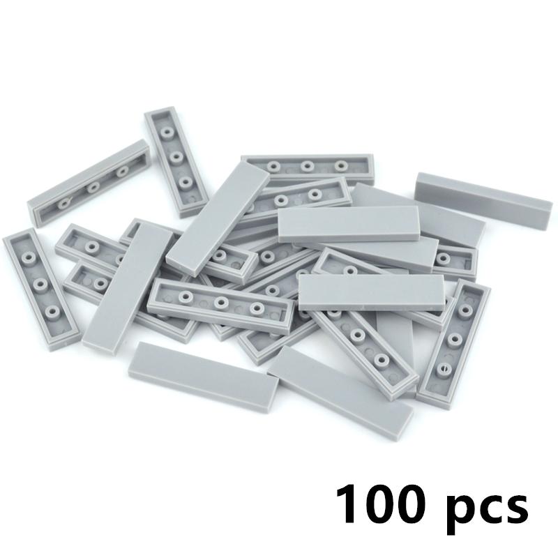 100pcs DIY Building Blocks Smooth Figure Bricks 1x4 Colorful Educational Ceramic Flat Tile Blocks Compatible 2431 Creative Toys