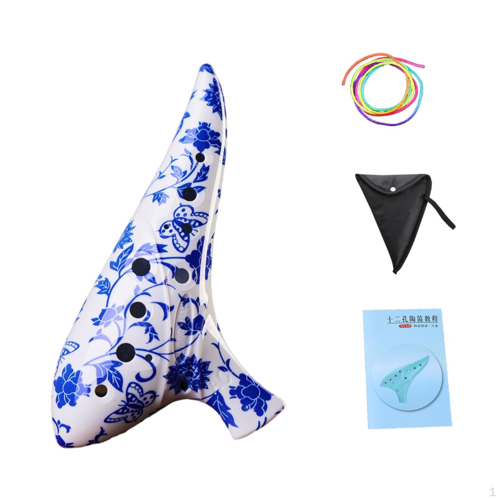 

12 Hole Ocarina, Small Resin Musical Instrument, Collectible, Portable, Lightweight, Useful, blue flower
