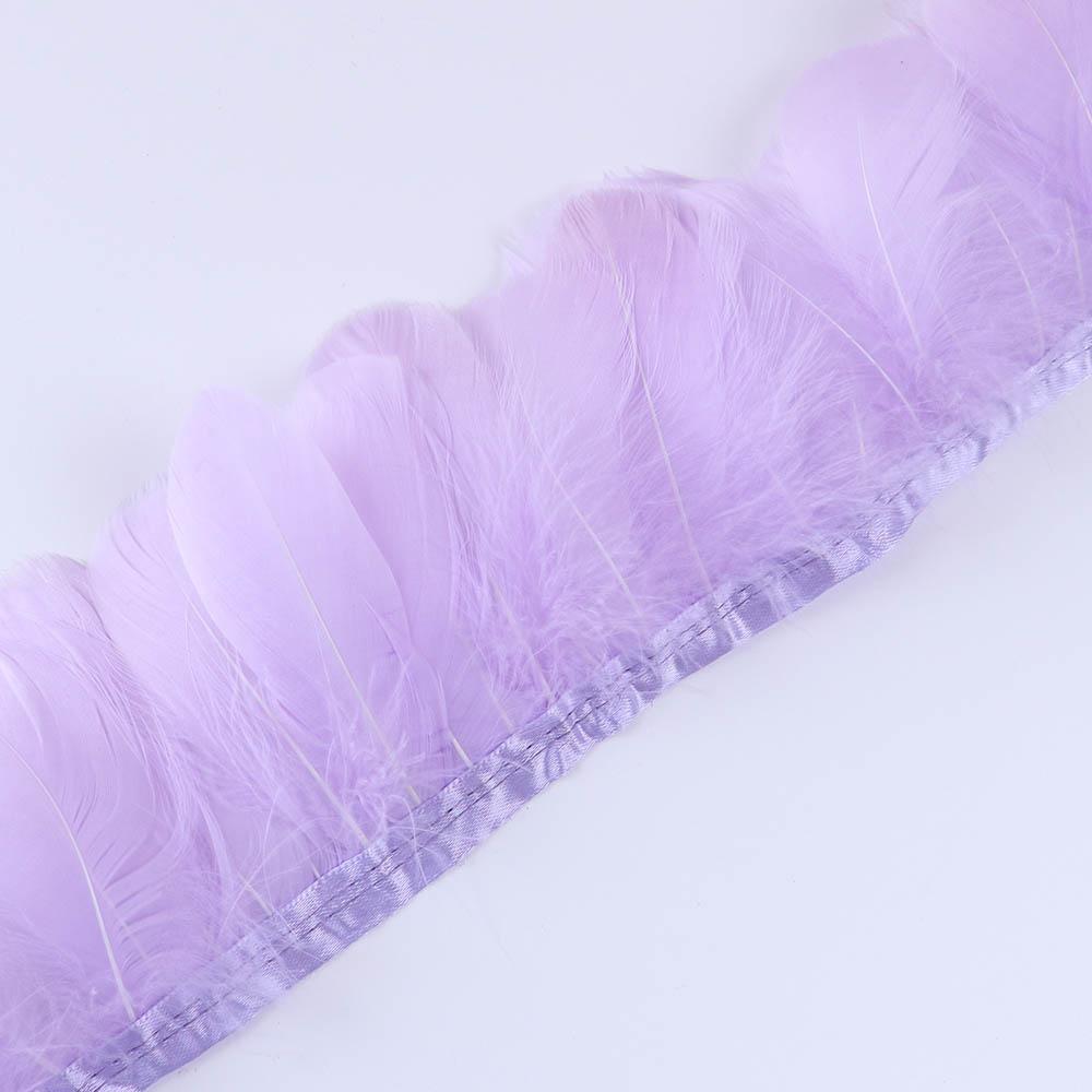 

1 Метр Натуральная Отделка из Гусиных Перьев Лента Бахрома для Платья Одежды Шитья Декора Рукоделия Свадебные Аксессуары 8-10см 5meters светло-фиолетовый