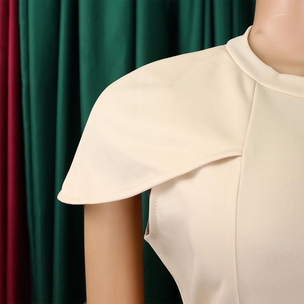 YYFS Dámská móda Léto Jaro Jednobarevný potisk Neformální šaty s krátkým rukávem do O-výstřihu a vysokým pasem