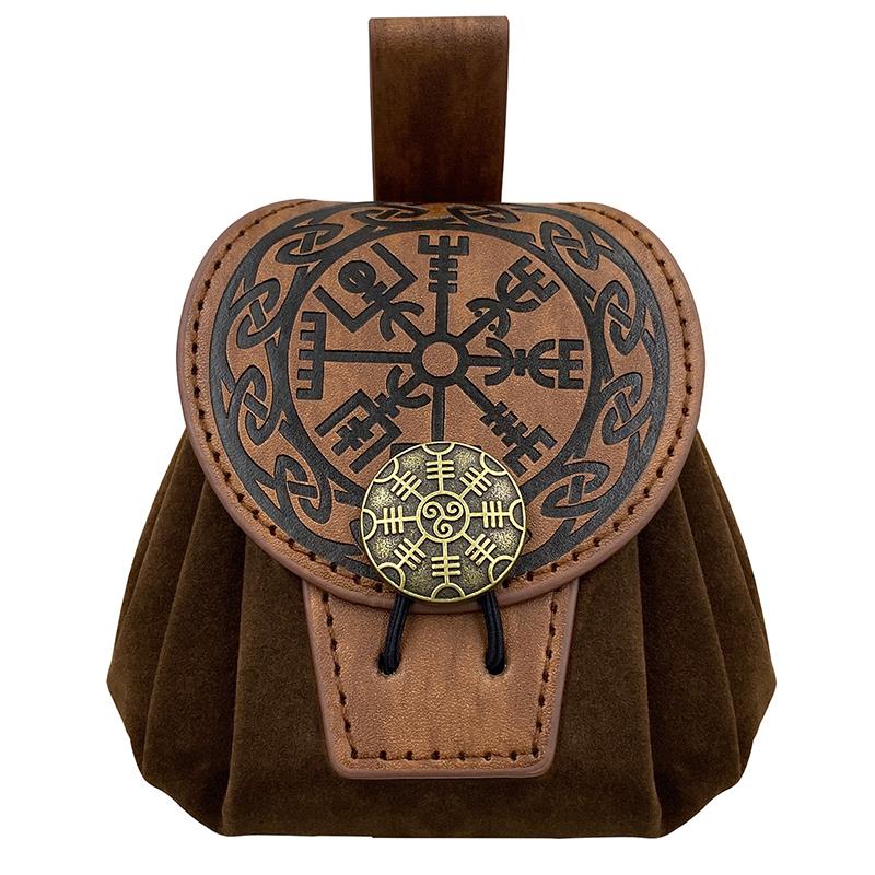 Medieval Punk Retro Waist Bag Pu Leather Outdoor Belt Bag Wallet Travel Party Role Play Cosplay Drawstring Hip Coin Purse