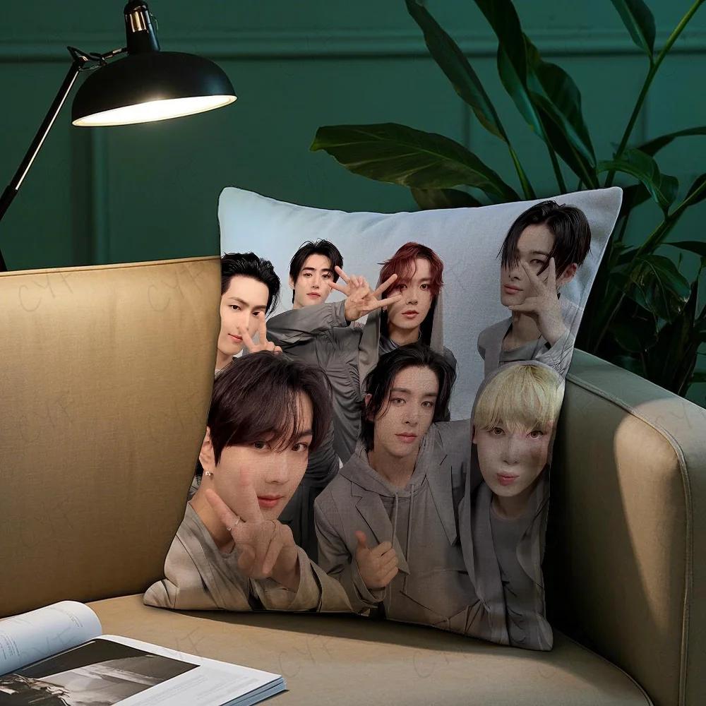 Boy Team E-Enhypen Pillow Case Pillowcase Anti-Dustmite Pillow Invisible Zipper Silky Short Plush Sofa Cushion Cover