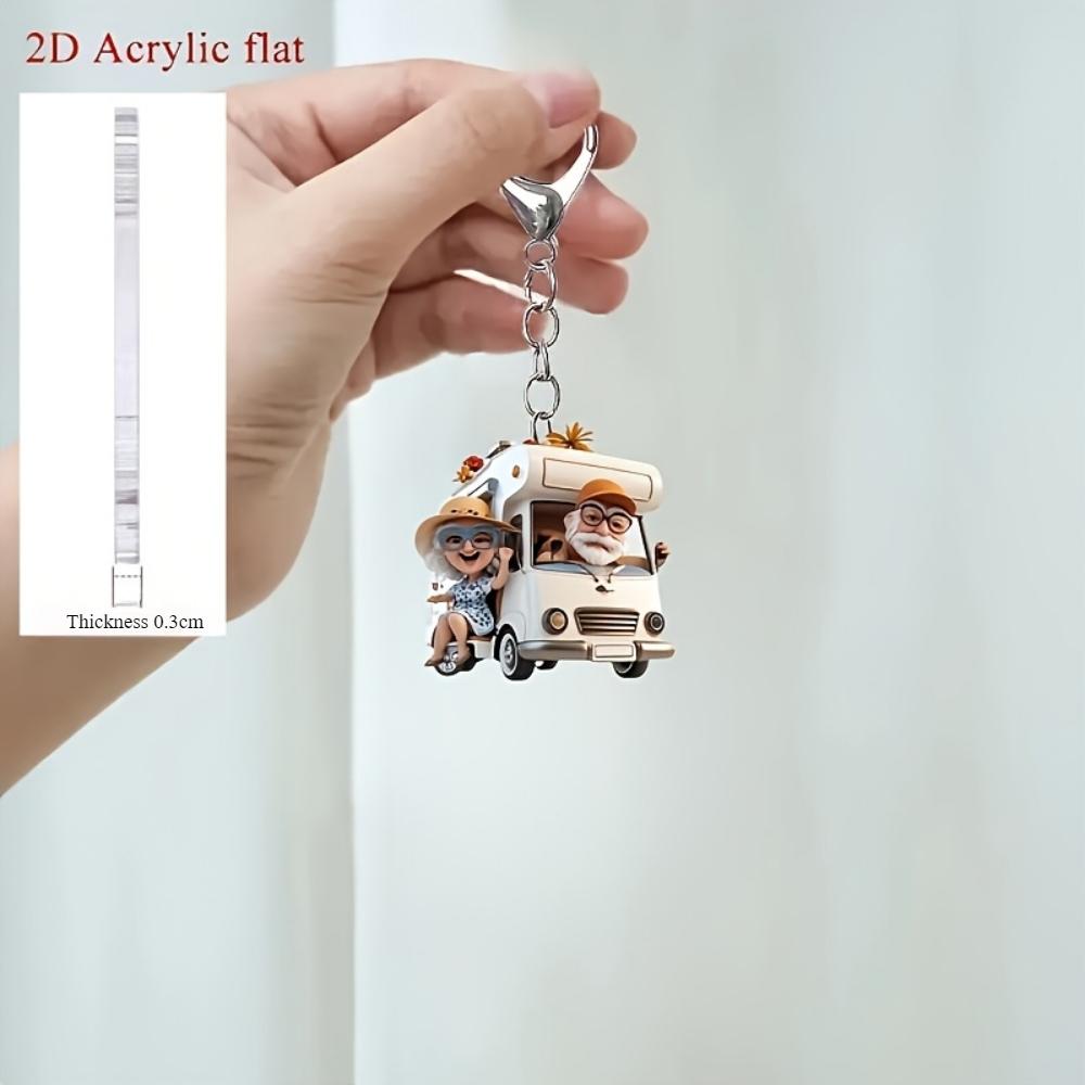Breloc acrilic plat 2D amuzant pentru bunici, călătorie cu RV, acrilic, potrivit pentru decorarea rucsacului și a cheilor de mașină, decorațiune pentru petrecerea de sărbători