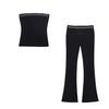 European and American Style, New Women's Clothing, Elastic Rivets, Chest-wrapped Top, Rivet Elastic Bell Pants