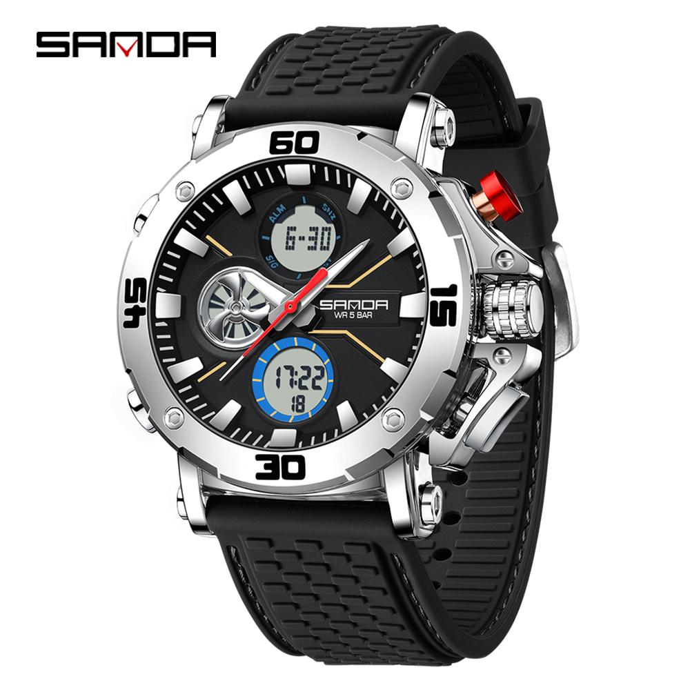 SANDA Luxury Men's  Watch Military Sports Waterproof Night Light Stopwatch LED Electronic Digital Men's Watch