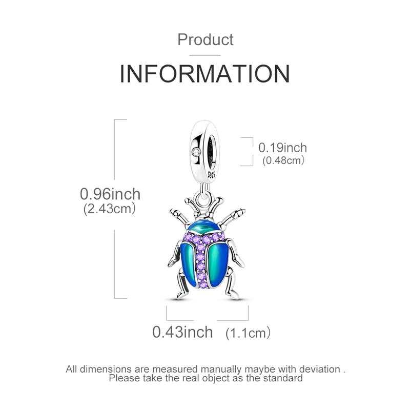 Colorful Beetle Charms Bead Copper Dangle Pendant Fit Bangle Bracelet Necklace Diy Jewelry