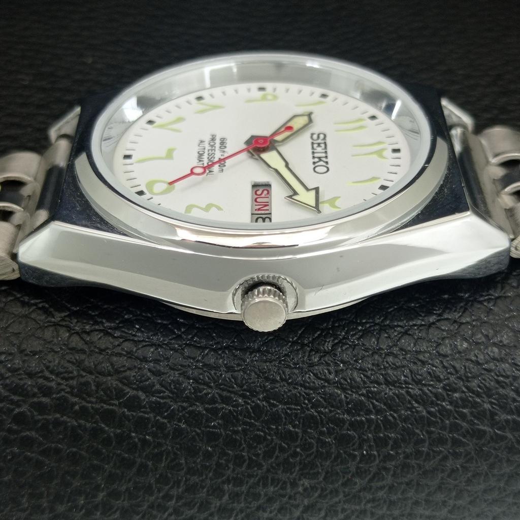 VINTAGE SEIKO AUTOMATIC 6309A REFURBISHED JAPAN MENS WHITE DIAL WATCH a442673-1