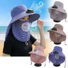 Langlebige Solarventilator Gesichtsmaske Sonnenhut 300mA Breiter Rand Fischerhut UV-Schutz Vollumhüllend Teeernte Arbeitsmütze Sommer Unisex