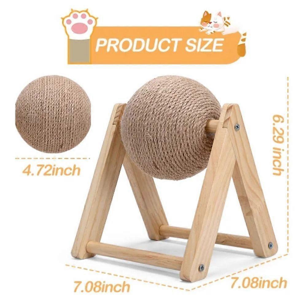 Cat Scratcher Ball Toy Wooden Scratching Toy for Cats & Kittens Indoor Interactive Pet Toy