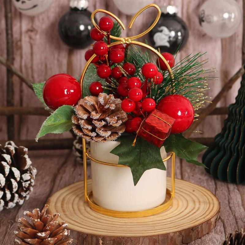 Artificial Plants Indoor Pine Cone Vase Decoration Realistic Artificial Plants For Home Christmas Table Office Porch Bedroom