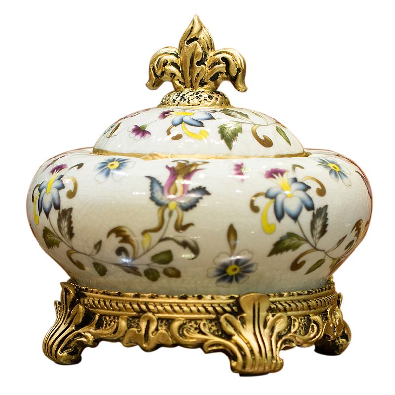 European Style Ashtray with Lid Handicrafts Ornaments Ceramic Vintage Home Decoration Box Storage Jar