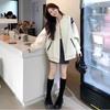 Women's Short White Fleece-Lined Baseball Jacket - High-End Korean Style, New Autumn/Winter 2025 Arrival