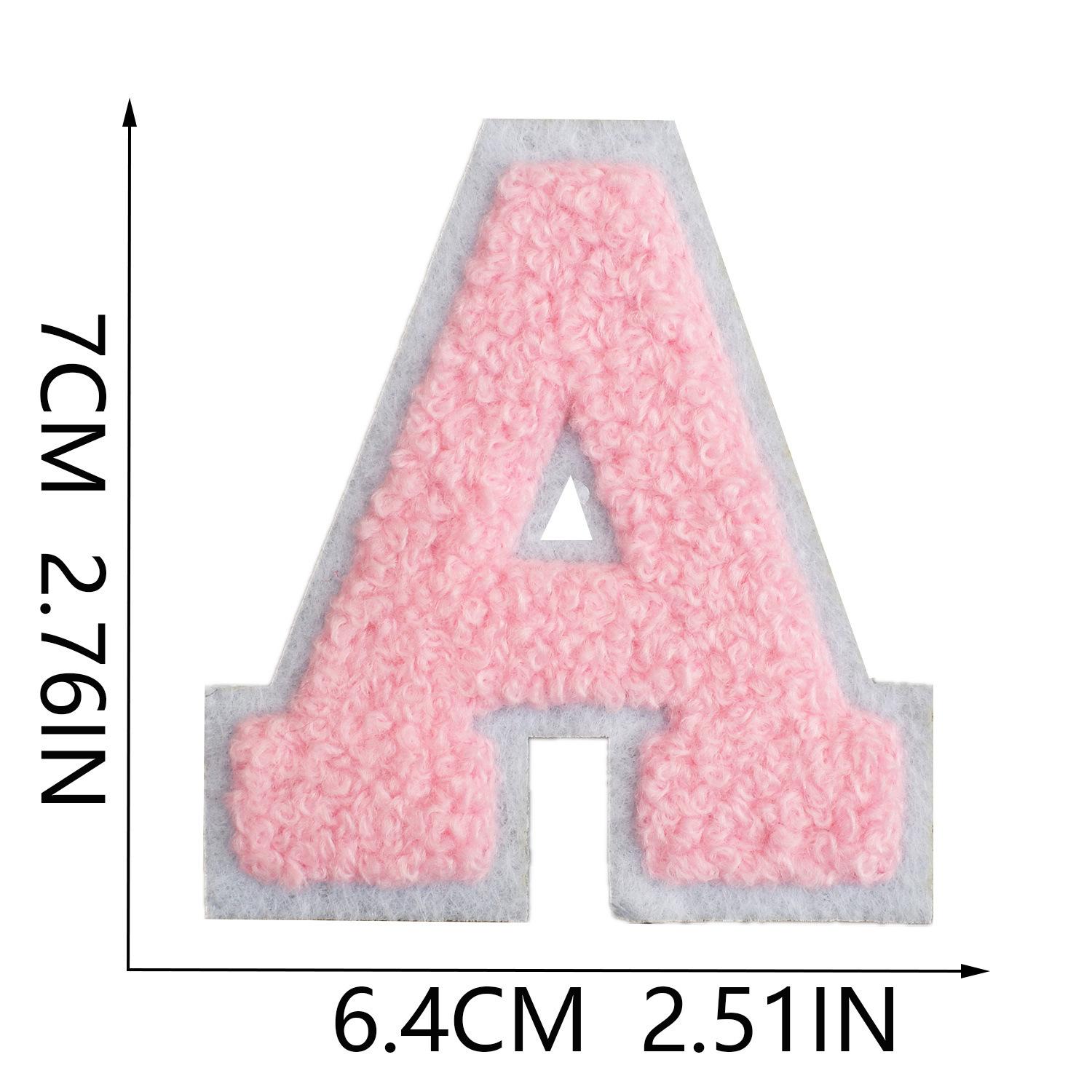 7Cm White Background Pink Character Embroidery Cloth Sticker English Towel Embroidery Letter Computer Embroidery Chapter Boy Embroidery Post A_3 pieces