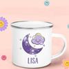 Regenbogen-Wolken-Print Emaille Kaffeetasse Wasser-Milch-Becher Personalisierter Name Kindergeburtstag Party Dekoration Weihnachten Kindertag Neujahrsgeschenk