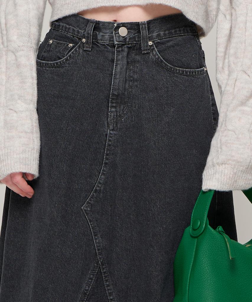 Road Road Maxi Denim Lange Rok (Zwart)