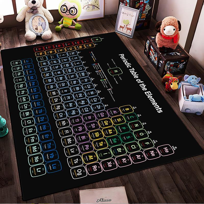 Modern Periodic Table of Elements Rug Suitable for use as an anti-slip game mat for living room and bedroom sofas