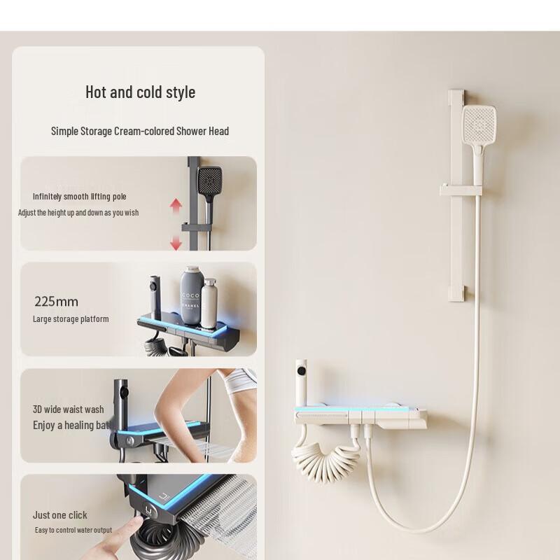Minimalist Digital Display Shower System with Ambient Light