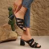 Neue High Heels Hausschuhe Damen Quadratische Peep Toe Schuhe Damen High Heels Sandalen Sommer Slides Damen