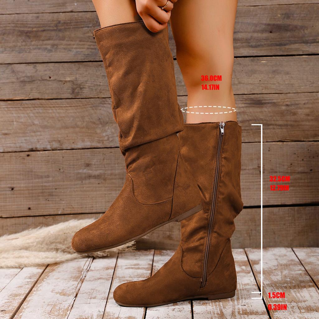 Übergrößen Schuhe für Damen 36-43 Herbst Frühling Mode Damen Plateau Bequem Rutschfest Wadenhohe Stiefel Freizeit Damenstiefel