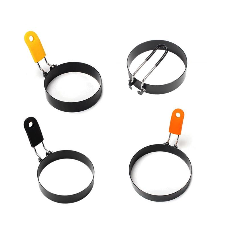 Non-stick Egg Frying Pan with Silicone Handle and Stainless Steel Ring