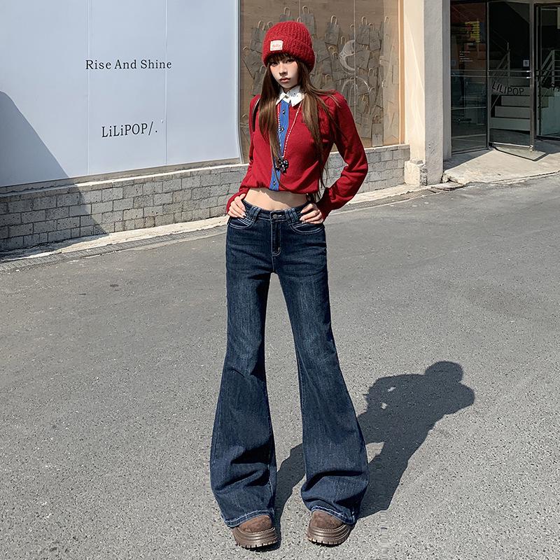 2026 Spring/Autumn American High-Waisted Micro-Flare Jeans for Women - Stretch, Slimming, and Flattering. S