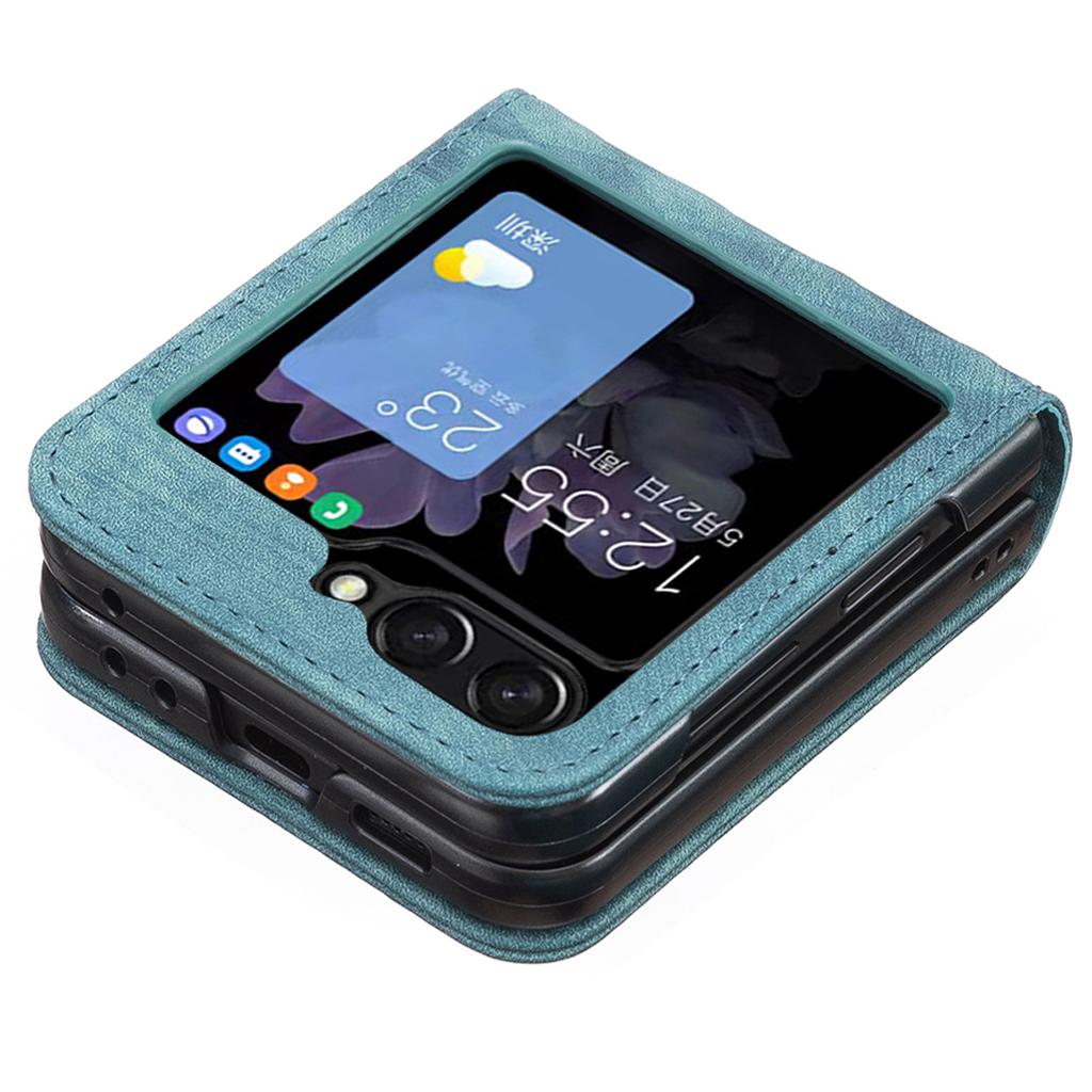 For Samsung Galaxy Z Flip7 FE 5G/Z Flip6 5G/Z Flip5 5G Case Grid Pattern Imprint Leather Shockproof Phone Cover