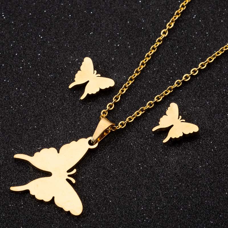 2025 New Wholesale Animals Gold Color Smooth Zircon Set For Women Elephant Necklace And Earring Set Cute Accessories Gift Sets