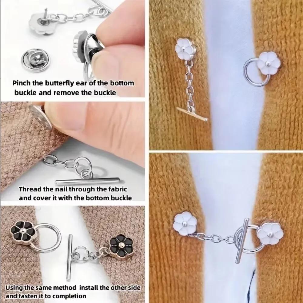 Metall Anti-Licht Brosche Abnehmbare Kleidung Nähfreie Druckknöpfe Mode Cardigan-Clip für Damen Mädchen Pulloverkragen Fixierte Brosche