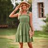 Women Summer Casual Sleeveless Off Shoulder Camisole Dress High Waist A-Line Strapless Short Dresses Solid Color Spring S-XL