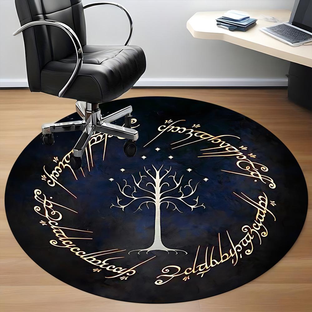 1pc Lord of the Rings Office Round Area Rug, Indoor Mat Suitable For Office, Under Office Chairs Bedroom Living Room Home Decor, Room Deco