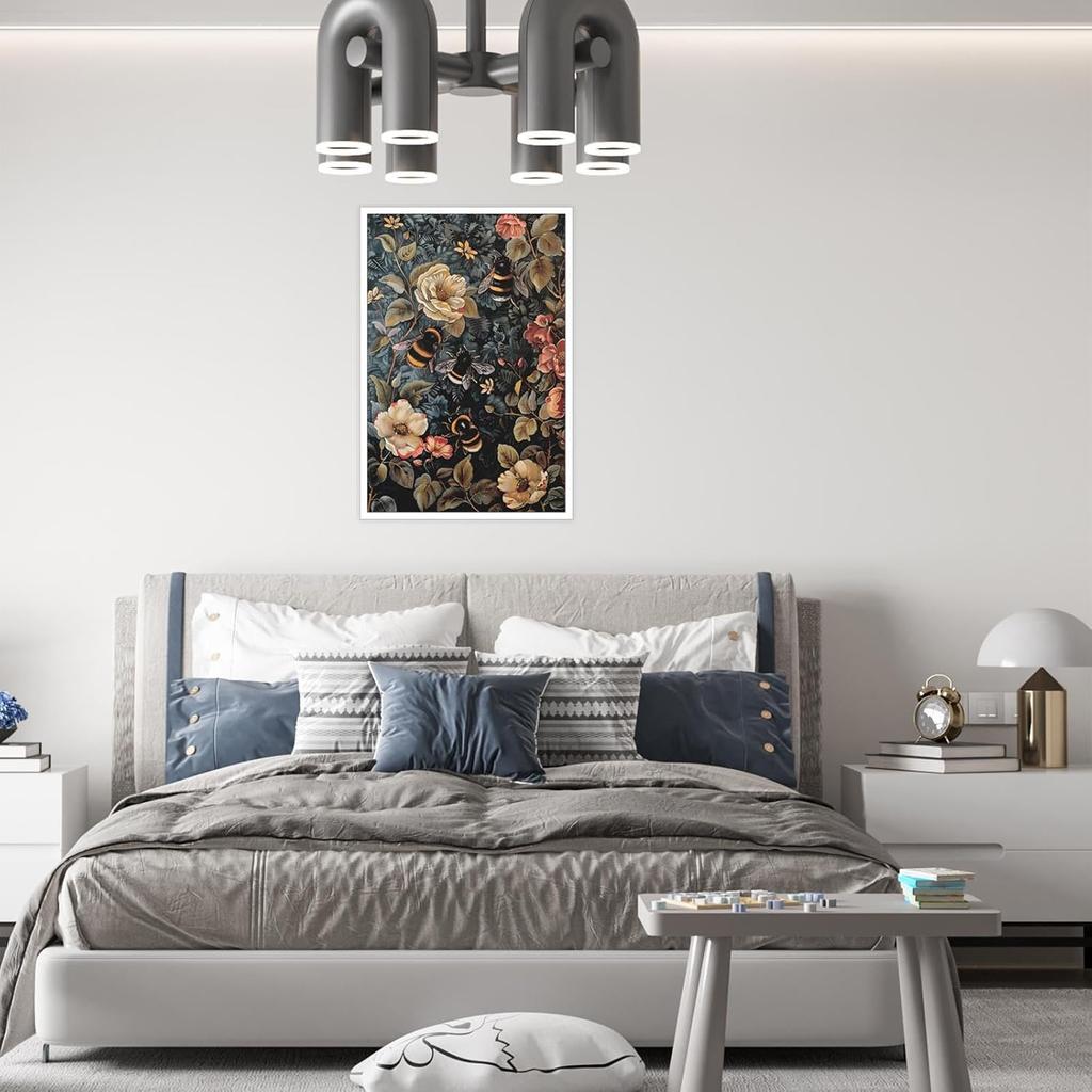 Vintage Bumble Bee Poster William Morris Wall Art Retro Farmhouse Mid Century Botanical Cottagecore Dark Academia Decor Canvas Prints Gothic Insect