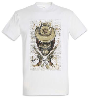 Ape Sheriff T-Shirt Western Spaß Siebenstern Saloon Cowboyhut Abzeichen