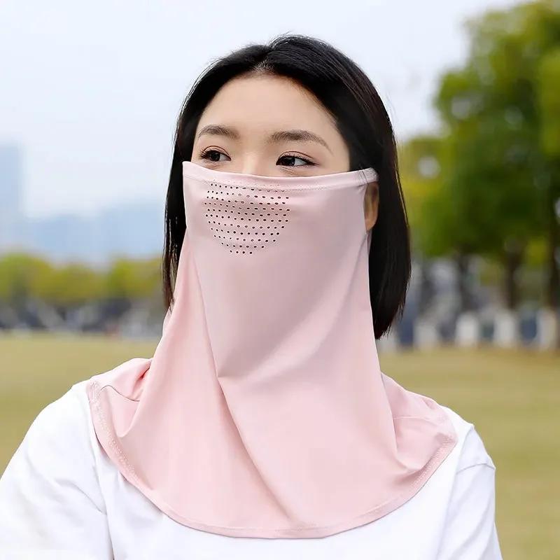 Summer Sunscreen Ice Silk Mask Neck UV Protection Face Cover Sunscreen Face with Brim Outdoor Cycling Sun Protection Hats Caps