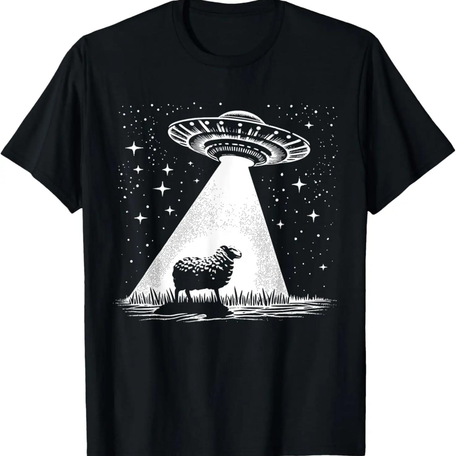 Sheep Dad Mom Lover - Funny Alien UFO T-Shirt S чёрный