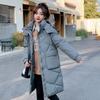 Spot New Simple Cotton-padded Clothes Women's Medium and Long Over-knee Removable Hat Cotton-padded Jacket Bread Cotton-padded Clothes