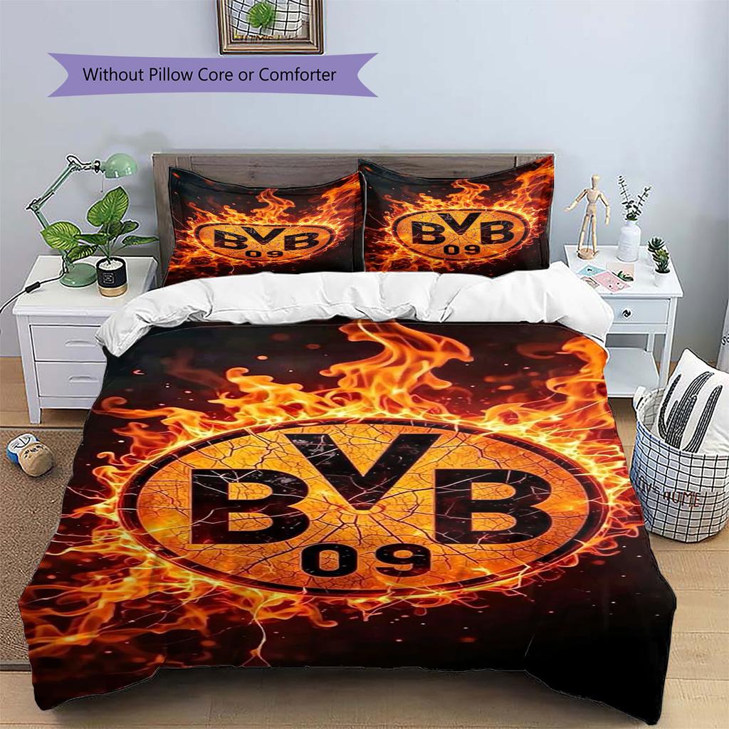 BVB Pattern Bedding,Quilt Set Quilt Cover Pillowcase Home Birthday Gift(1 * Duvet Cover + 2 * Pillowcase, Without Core)
