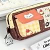 Durable Pudding Kitten Pencil Case Zipper Portable Pencil Pouch Large Capacity Pen Bag Students