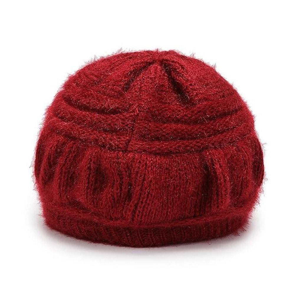 Chapeau tendance en peluche tricoté, protège-oreilles, couleur unie, chaud, hiver, automne, simple, Q2R7