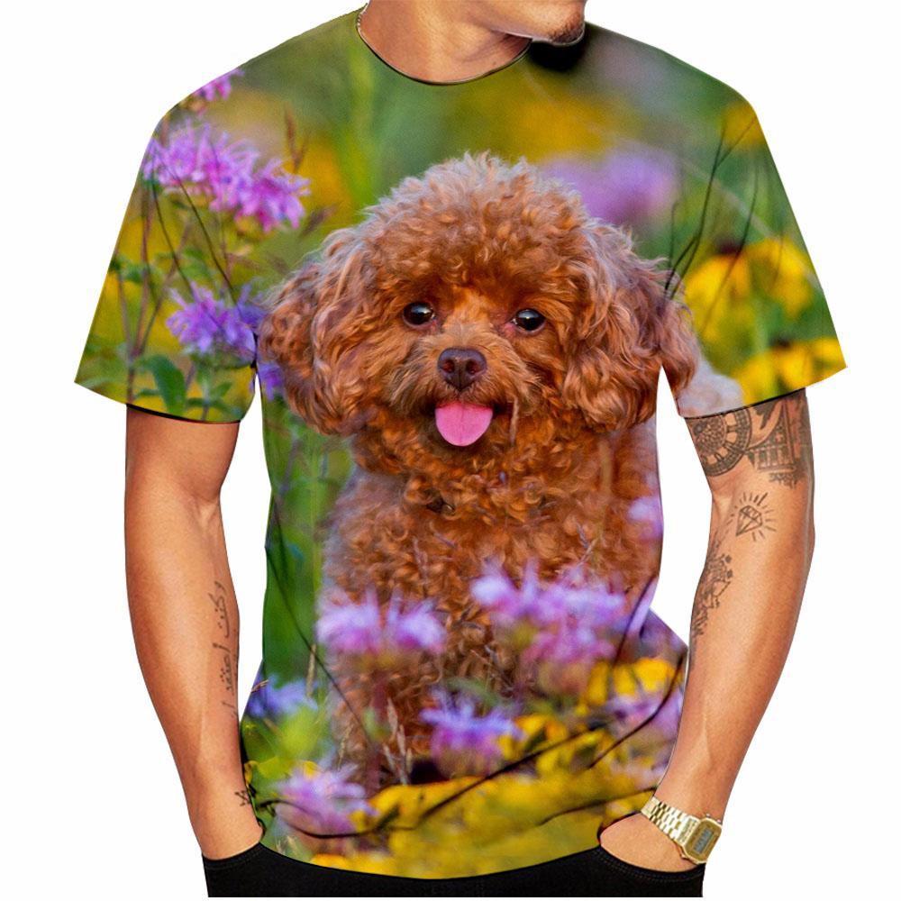 Kawaii Poodle Dog 3D Print Animal T-shirts Men Woman Fashion Streetwear Short Sleeve T Shirt Harajuku Tops Tees Kids Clothing