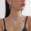 Gioielli Moda Sposa Catena Artiglio Strass Perla Delicata Collana Orecchini Combinazione Catena a Due Pezzi