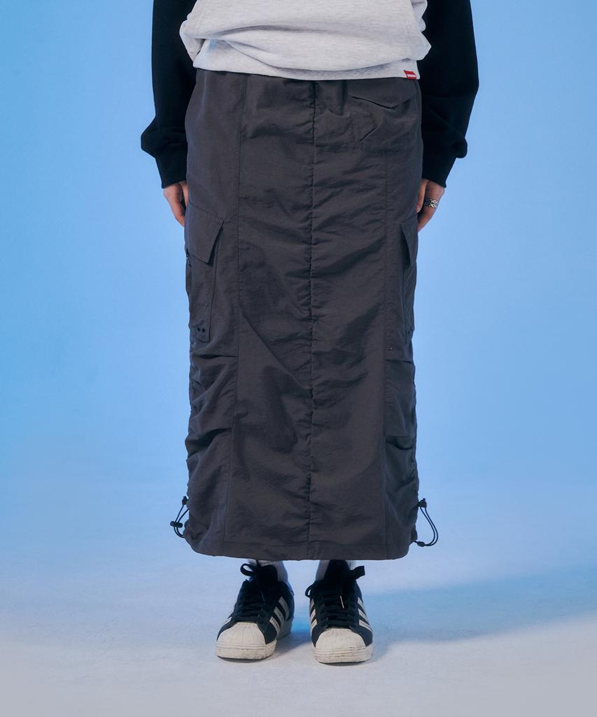 Vision Streetwear Vsw Parachute Maxi Cargo Skirt Charcoal