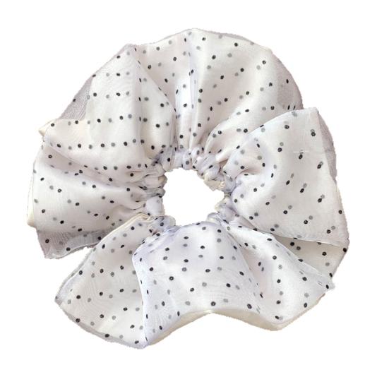 

Hair Tie Dot Print Double-Layer Design Ponytail Half-Tied Hair Rope High Elasticity Ponytail Holder Commuting Style Hair Accessory белый