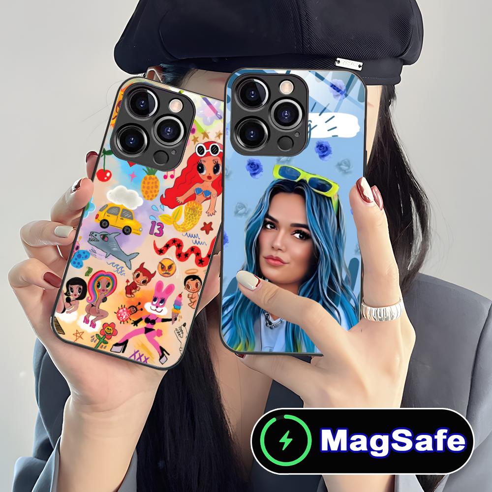 Karol G Latino Mobile Cell Phone Case for iPhone 17 16 15 14 13 12 11 Air Pro Max Plus Mini MagSafe Glass Colorful Cover Cover