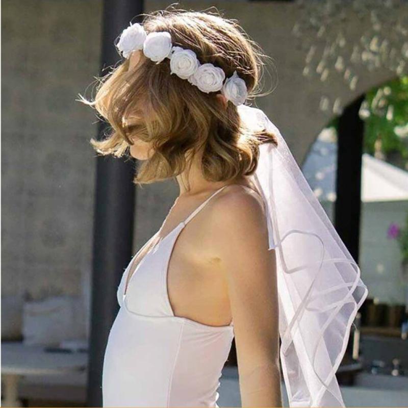 Delicate Bridal Crown Headband with Veil Bachelorette Party Hairhoop Engagement Party Headdresses Wedding Photoshoots