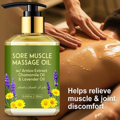 Olio da Massaggio per Sollievo Muscolare-Lenisce Dolori, Idrata la Pelle, Allevia lo Stress con Profumo Calmante Naturale, tutti i Tipi di Pelle,250ml