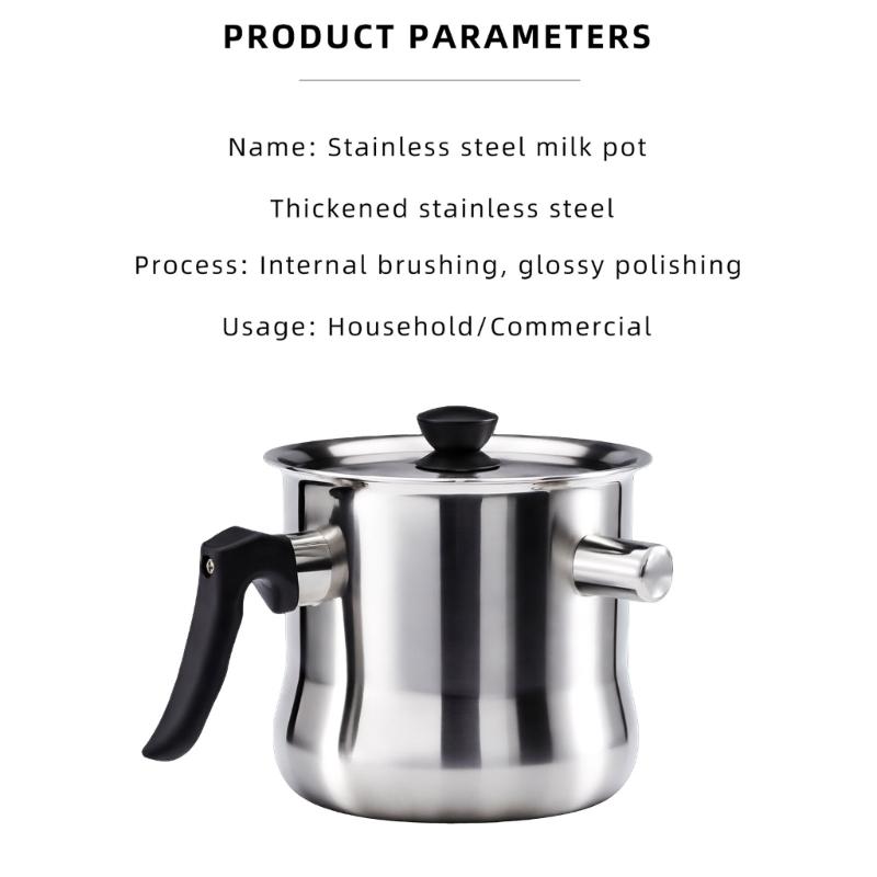 Rustproof Stainless Steel Double Wall Milk Pot Saucepan With Antislip Handle And Whistles Design For Multipurpose Cooking