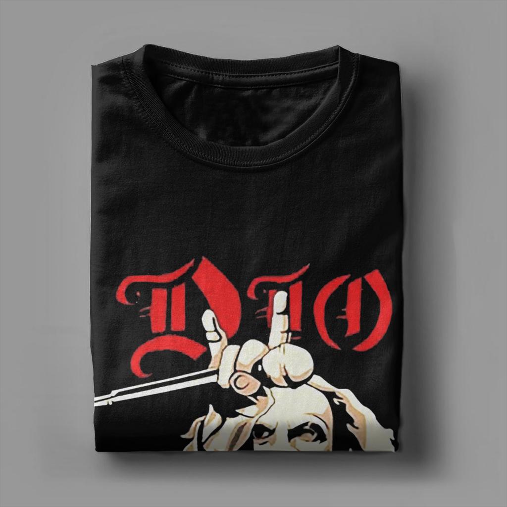 DIO Rock Band  Cotton T-Shirt For Men Summer  Classic T Shirts Round Neck Harajuku Tees Oversized Design Tops