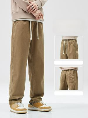 Men's Pants, Casual Men's High-end Winter Clothes, Casual Straight-leg Pants, American High Street Tooling Trousers, Retro Trendy Men