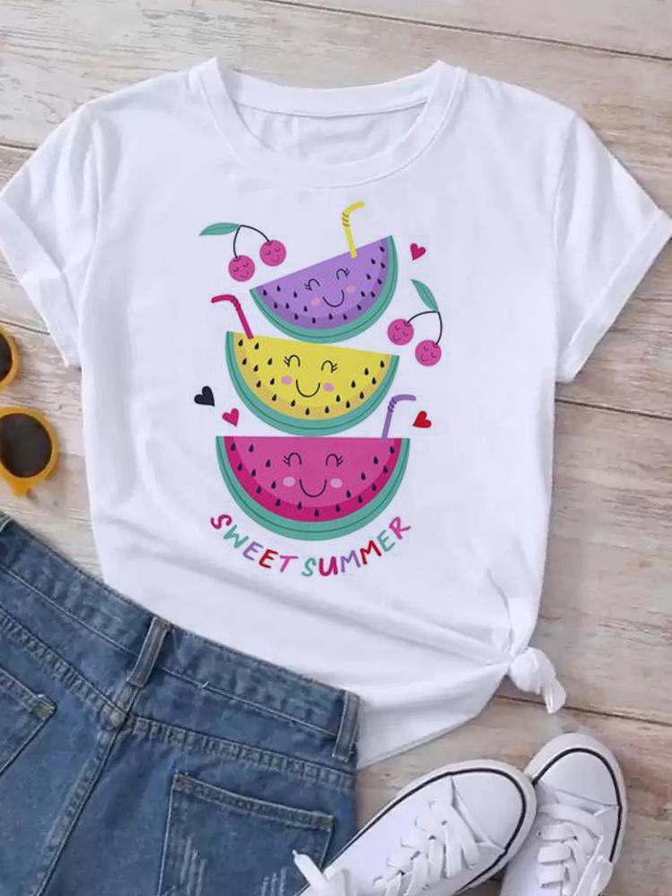 Maycaur New Women's White Tshirt Fashion Summer Letter Printing Short Sleeve T Shirt Harajuku Streetwear Tops Woman T-shirt Tees