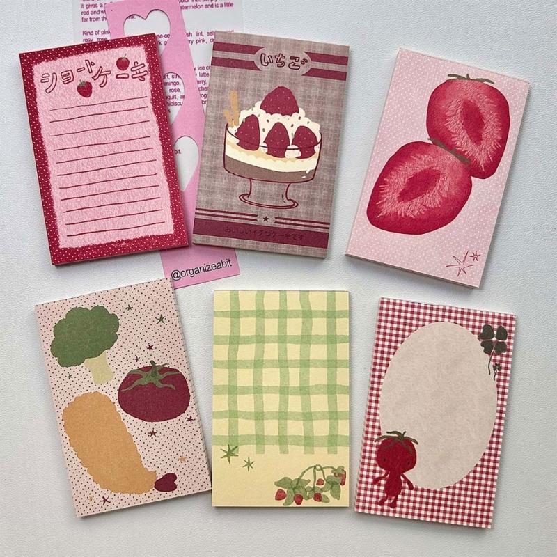 Cute Fruit Pattern Theme Design Reusable Stick Note Selves Adhesive Write Pad Removable for Journaling Office School